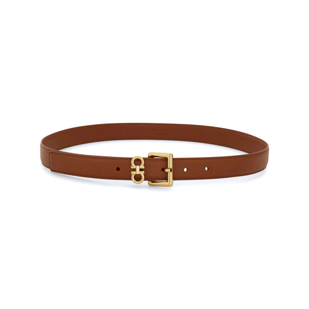 Brown Gancini Solid Buckle Belt 1
