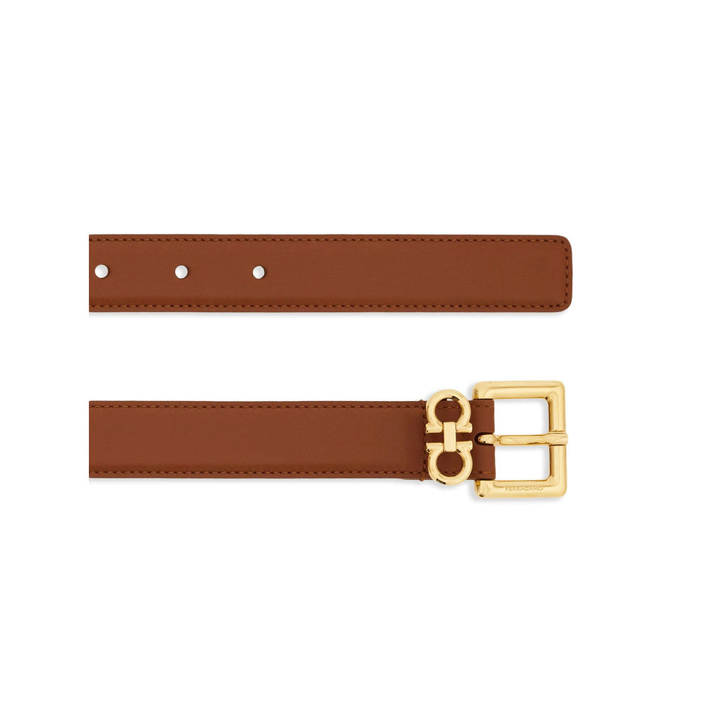 Brown Gancini Solid Buckle Belt 2
