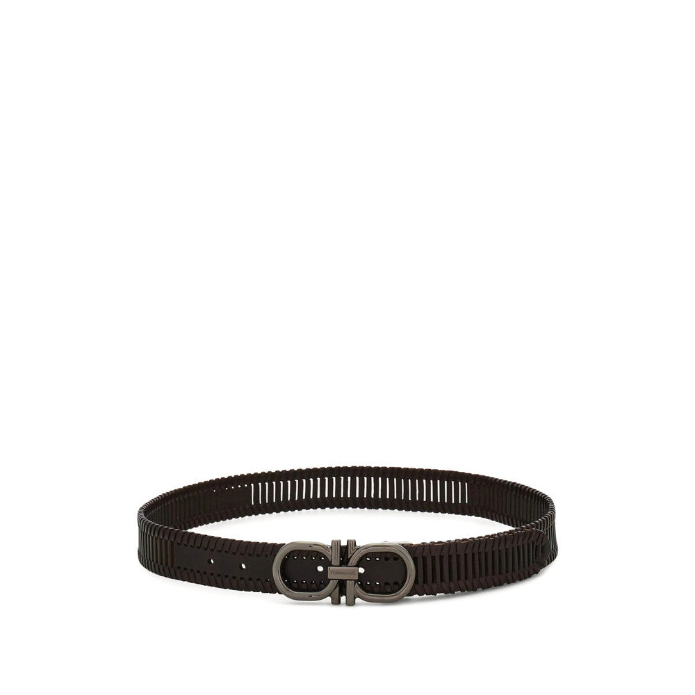 Black Gancini Woven Buckle Belt 1
