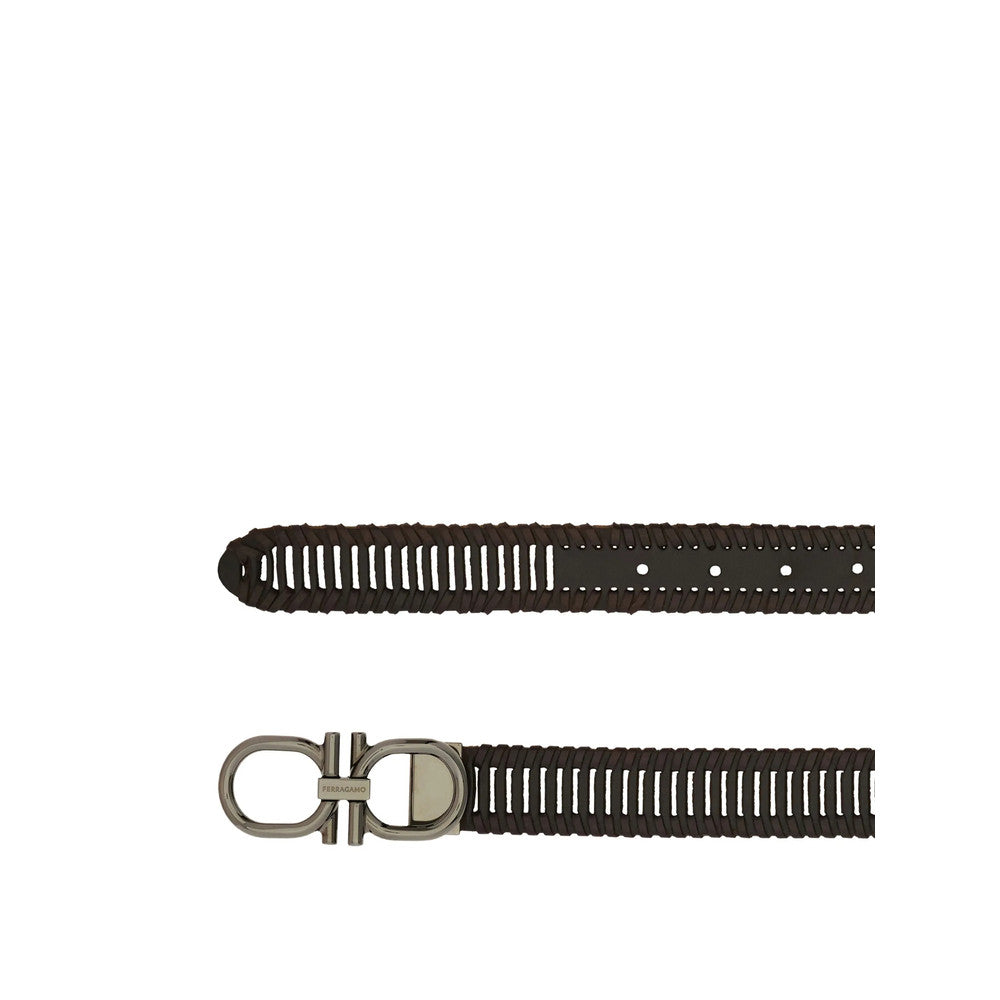 Black Gancini Woven Buckle Belt 2