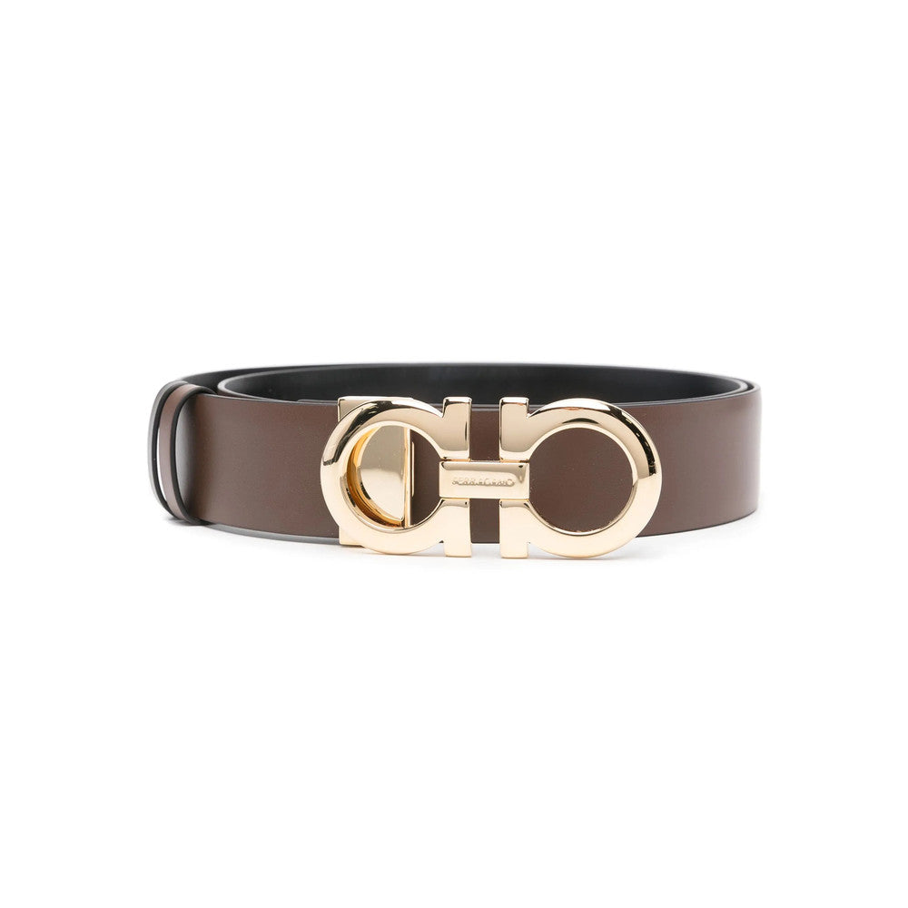 Brown Gancini Solid Reversible Belt 1