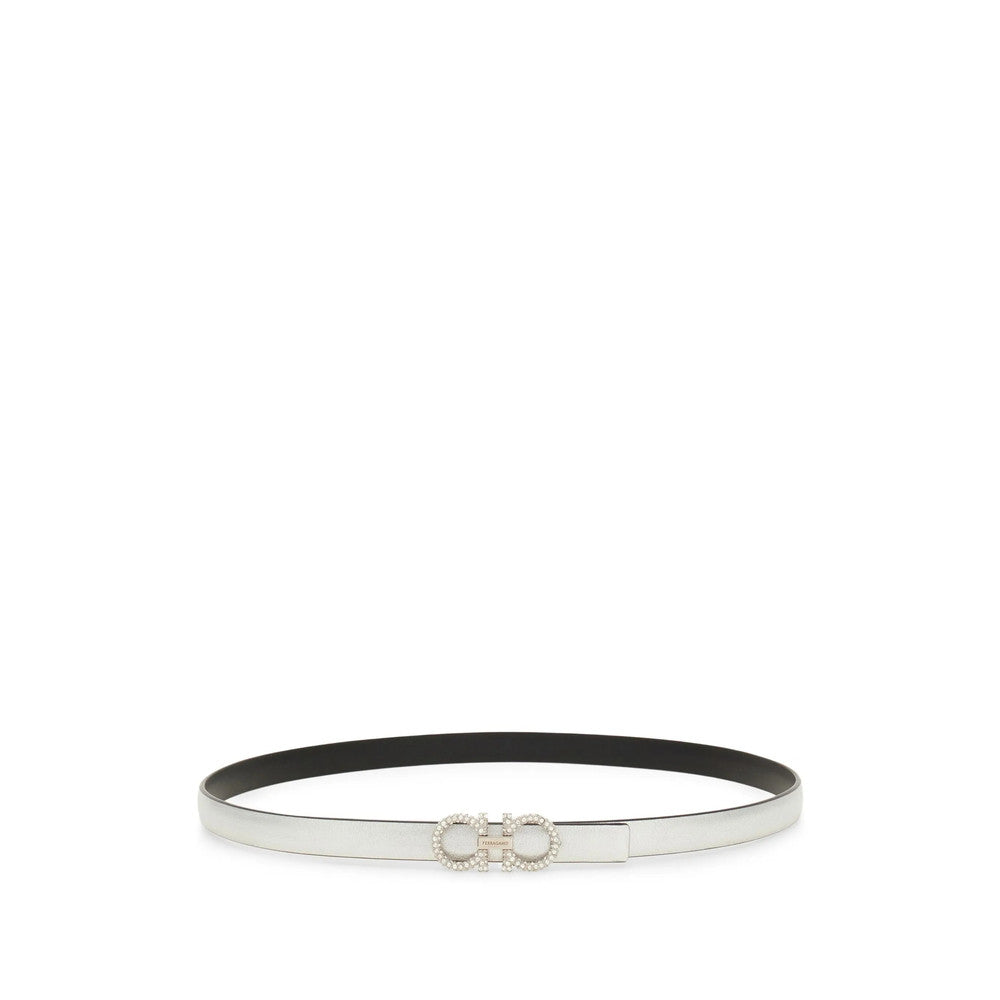 Silver Gancini Embellished Buckle Belt 1