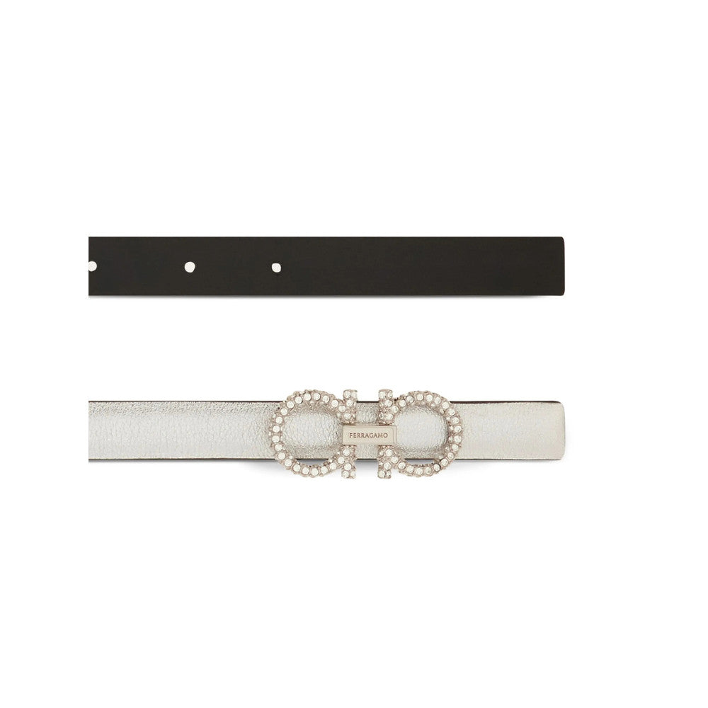 Silver Gancini Embellished Buckle Belt 2