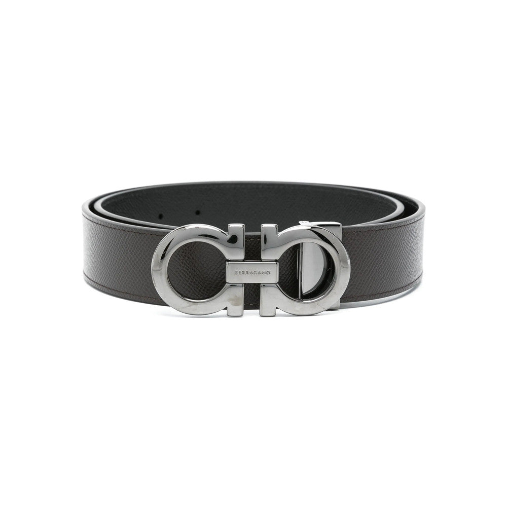 Black Gancini Textured Reversible Belt 1