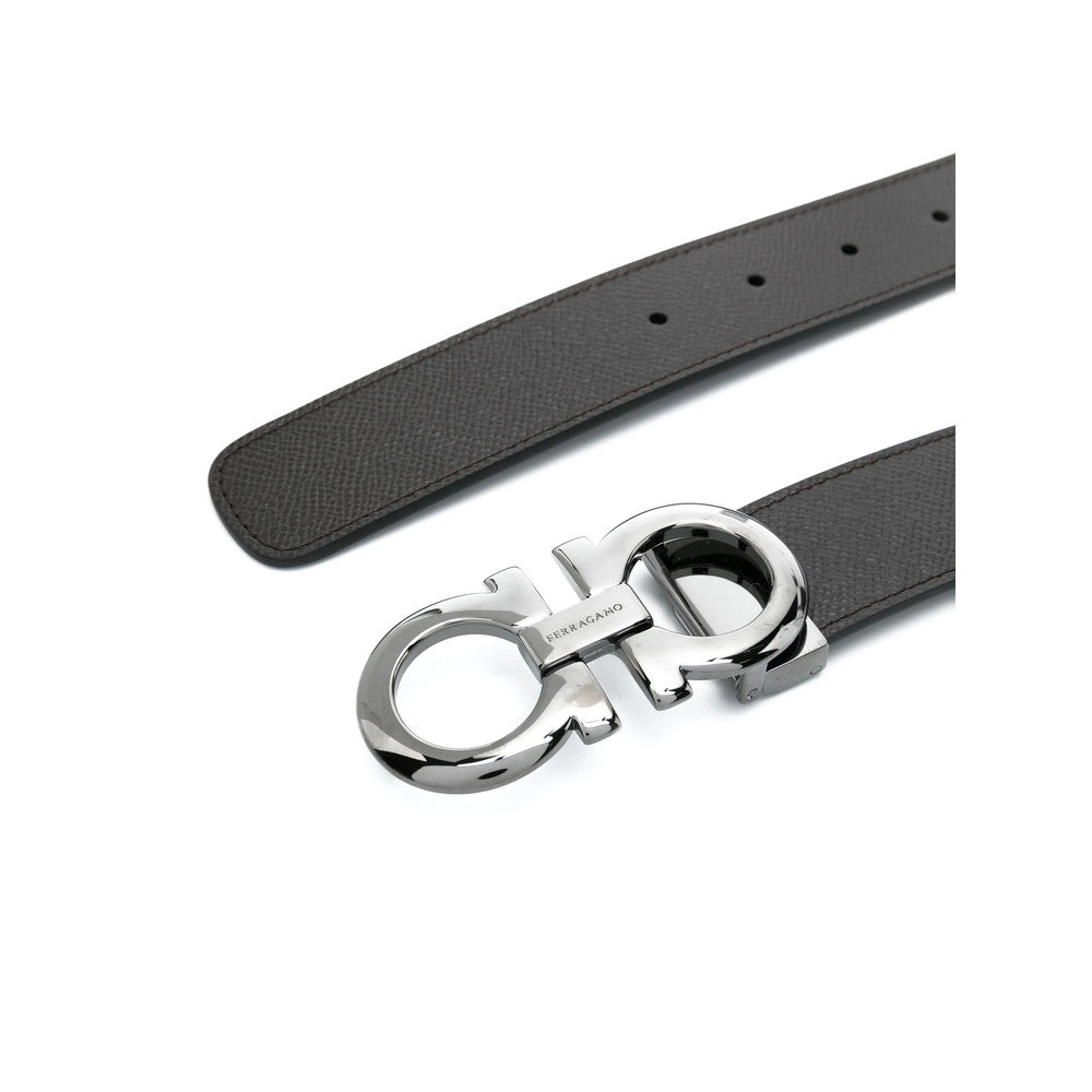 Black Gancini Textured Reversible Belt 2