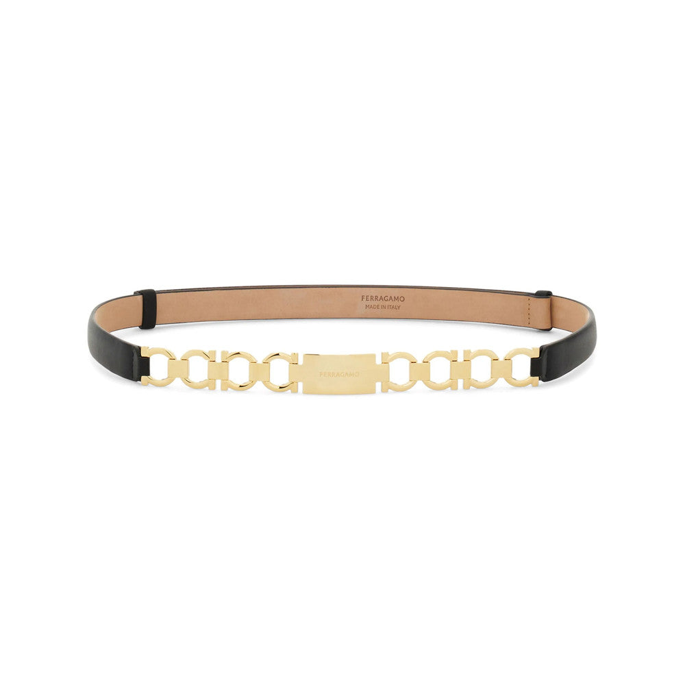 Black Gancini Solid Buckle Belt 1