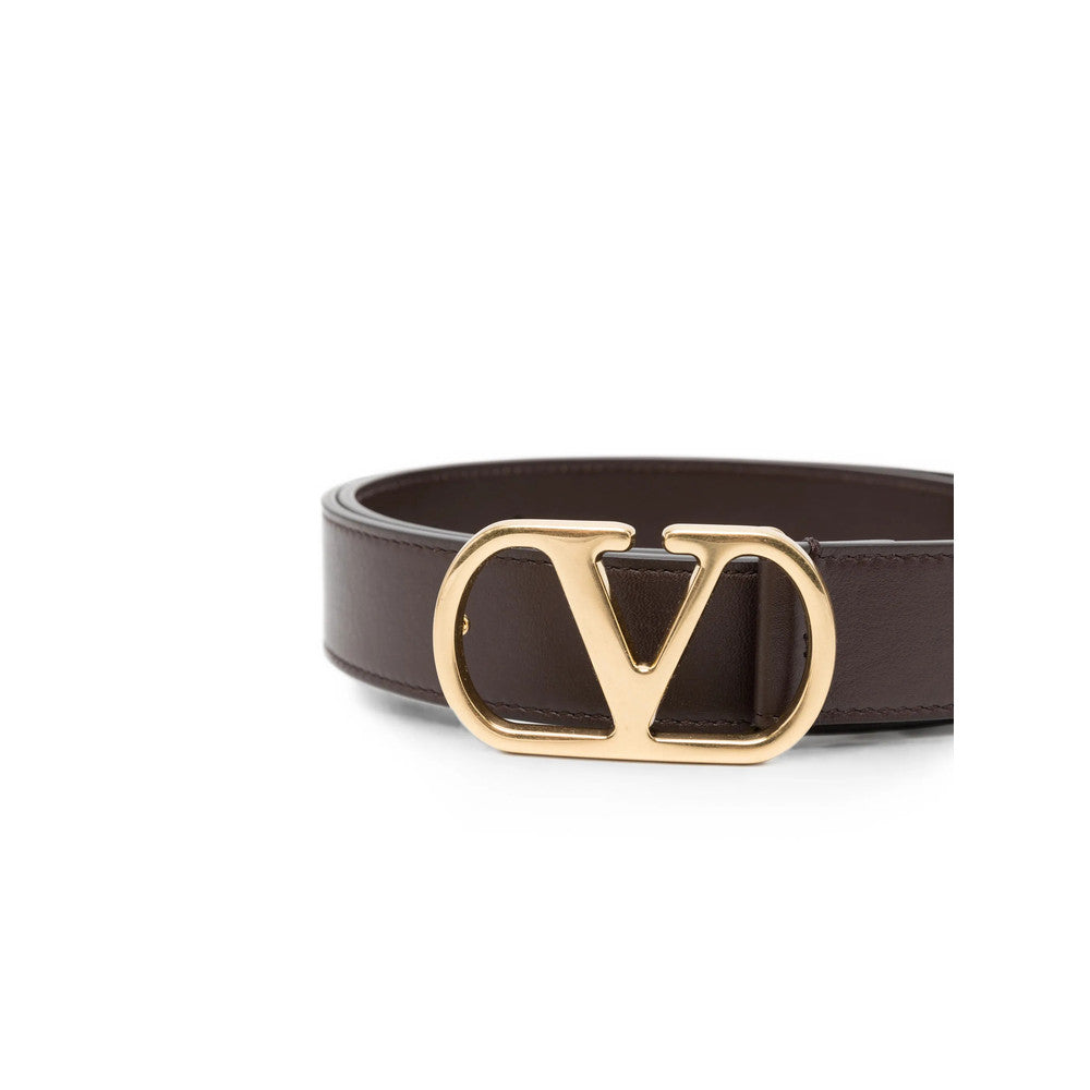 Brown VLogo Signature Solid Buckle Belt 2