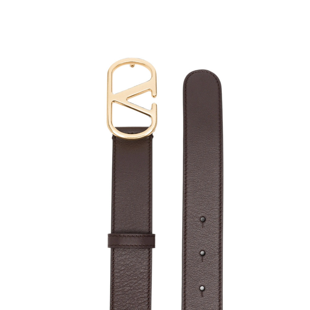 Brown VLogo Signature Solid Buckle Belt 3