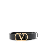 Black VLogo Signature Solid Buckle Belt 1