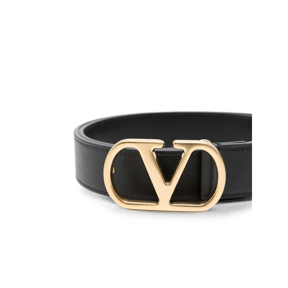 Black VLogo Signature Solid Buckle Belt 2