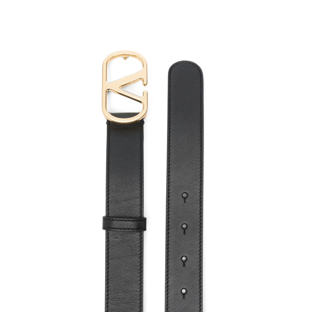 Black VLogo Signature Solid Buckle Belt 3