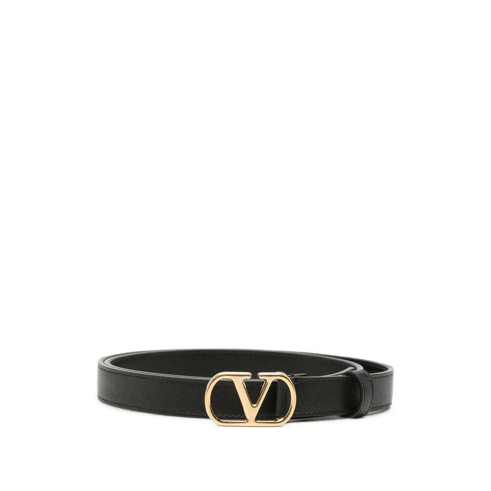 Black VLogo Signature Solid Formal Belt 1