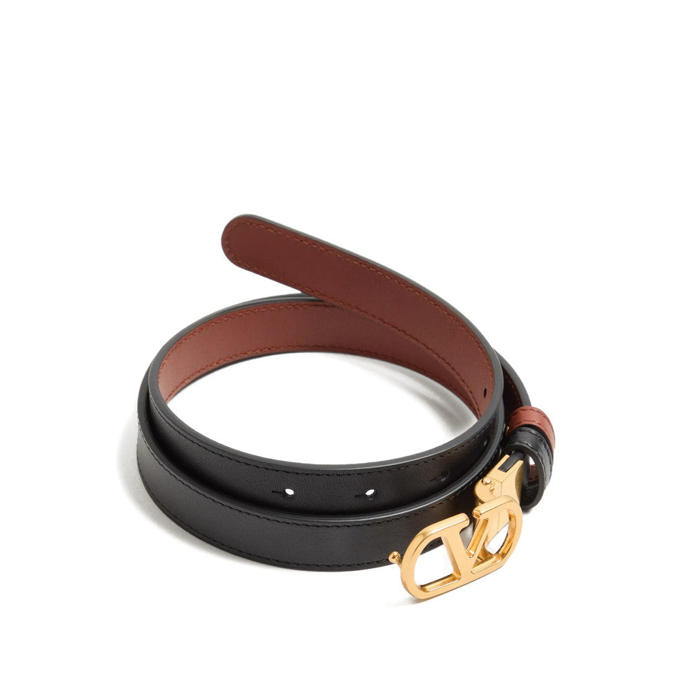 Black VLogo Signature Reversible Belt 3