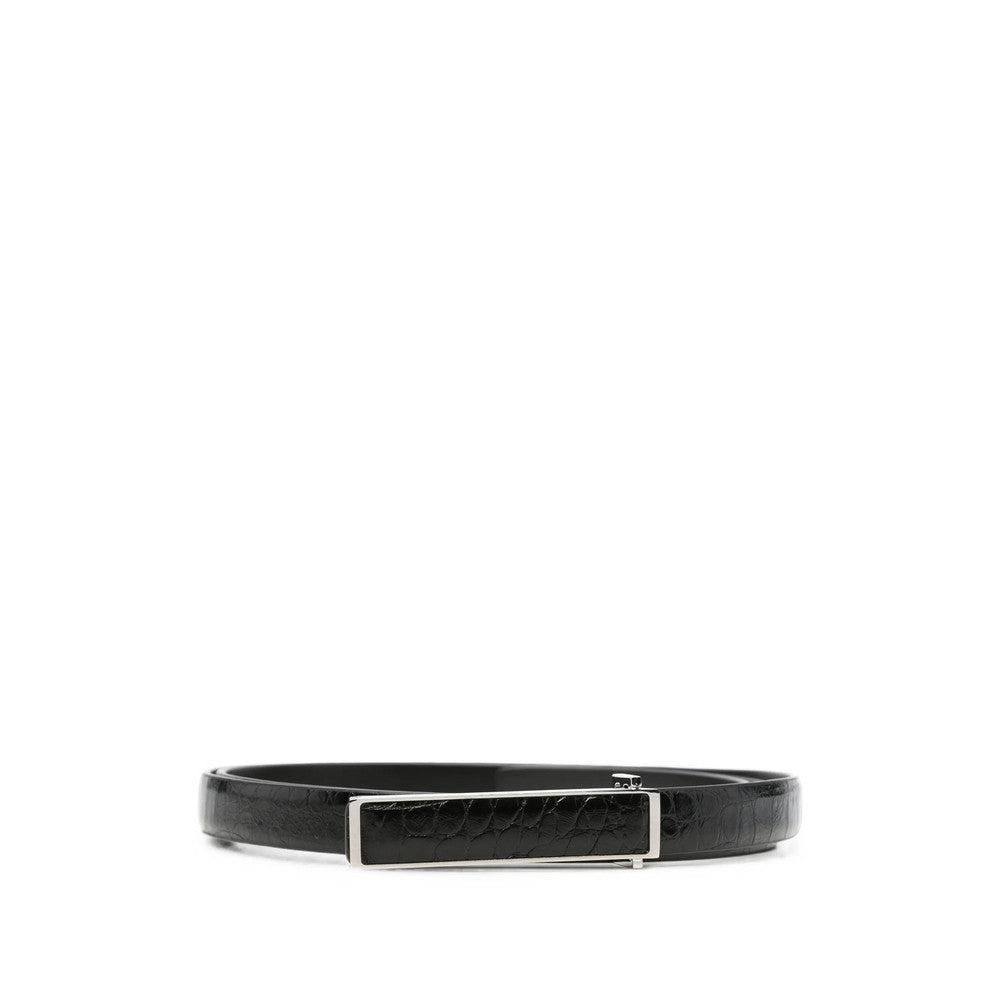 Black Textured Buckle Belt 1