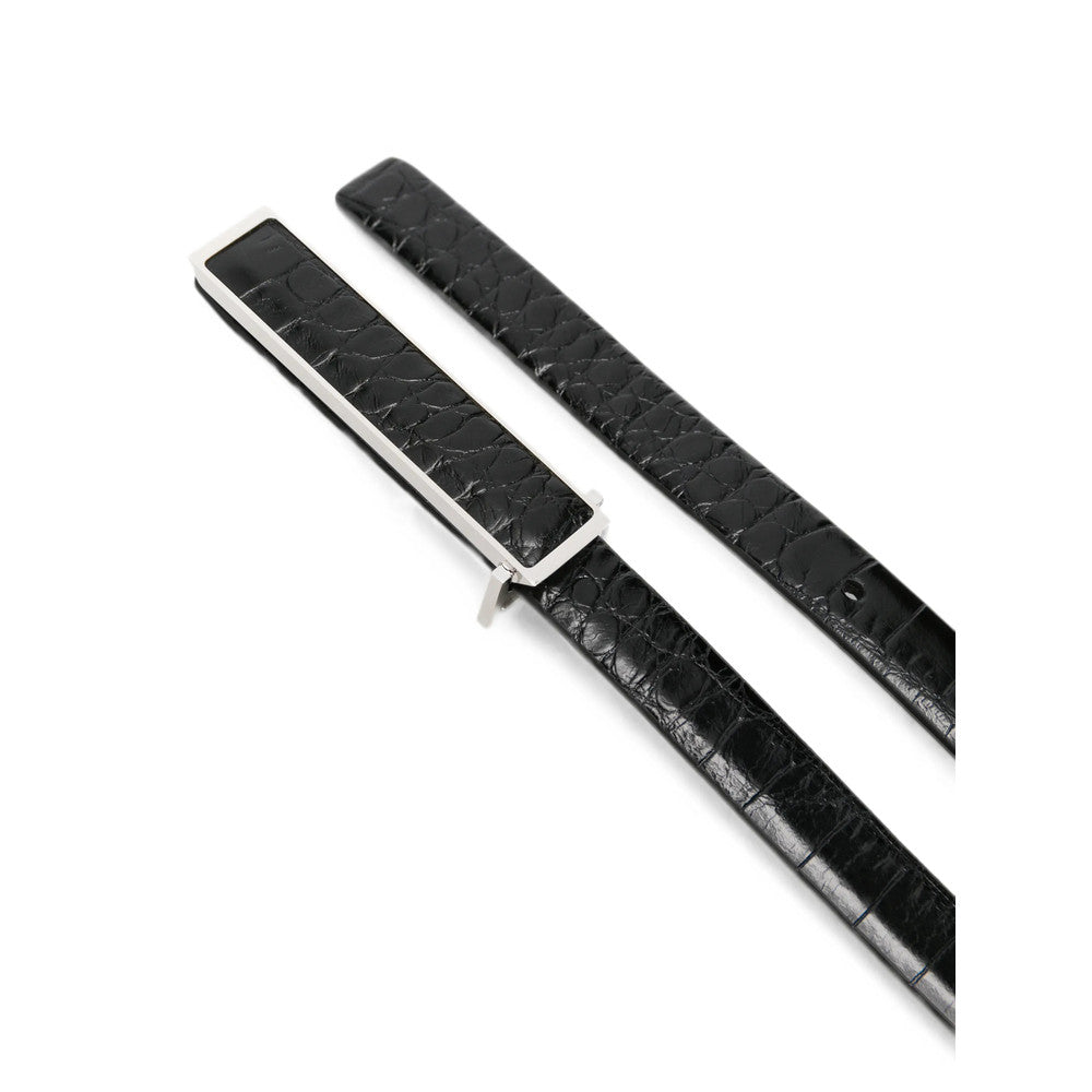 Black Textured Buckle Belt 3