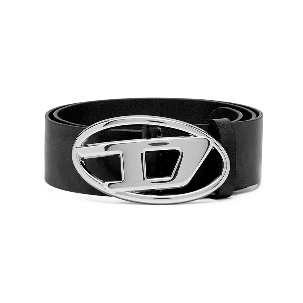 Black Oval D Solid Adjustable Belt 1