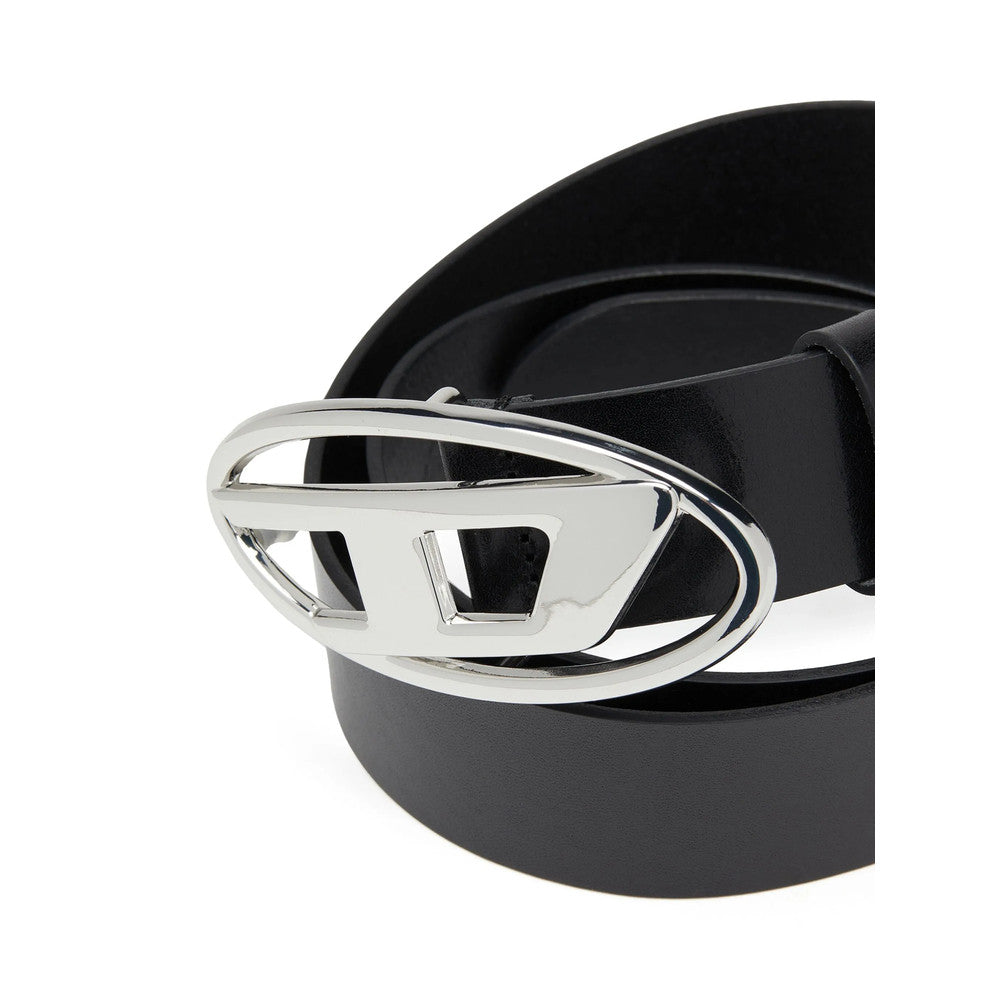 Black Oval D Solid Adjustable Belt 2