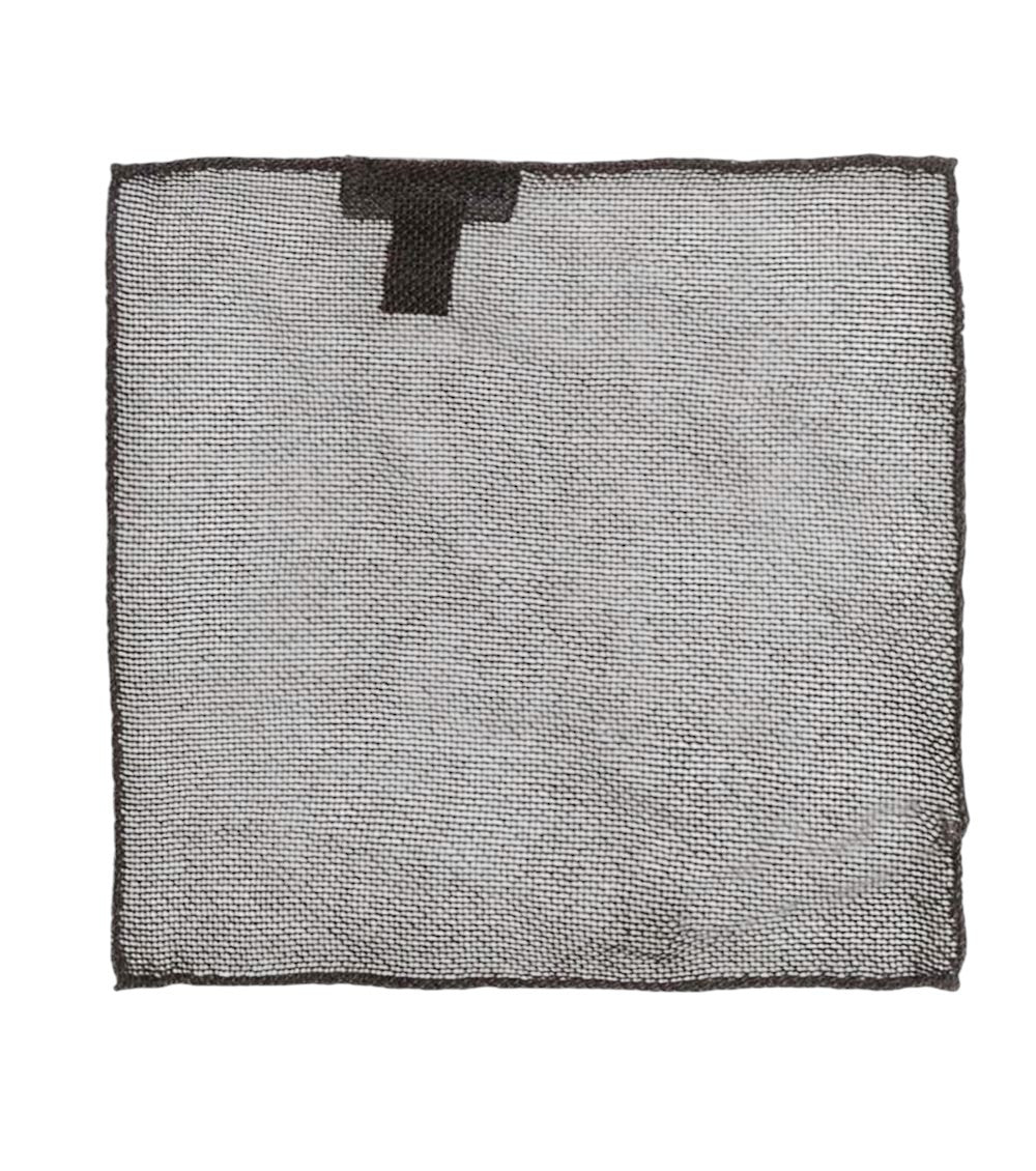 Dark Brown Logo Pocket Square 1