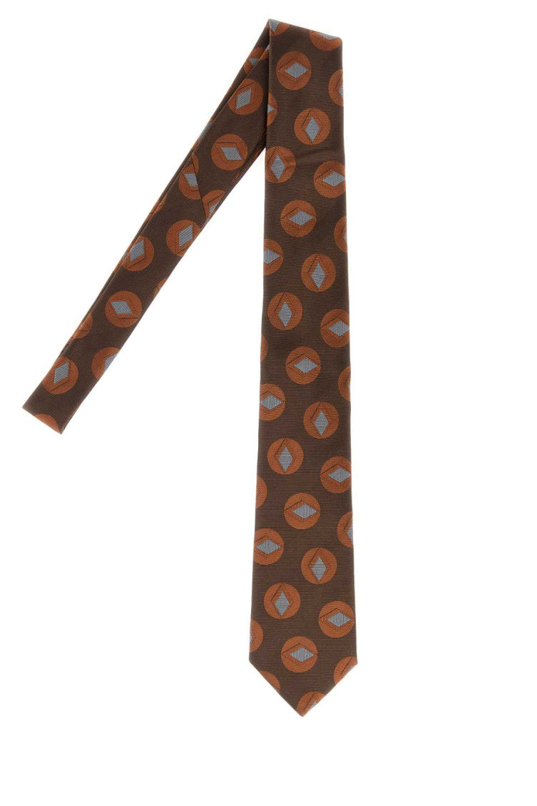Brown Fancy Geometric Tie 1