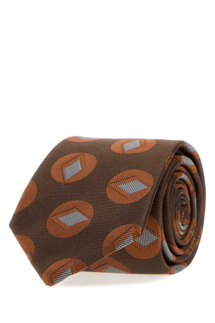 Brown Fancy Geometric Tie 2