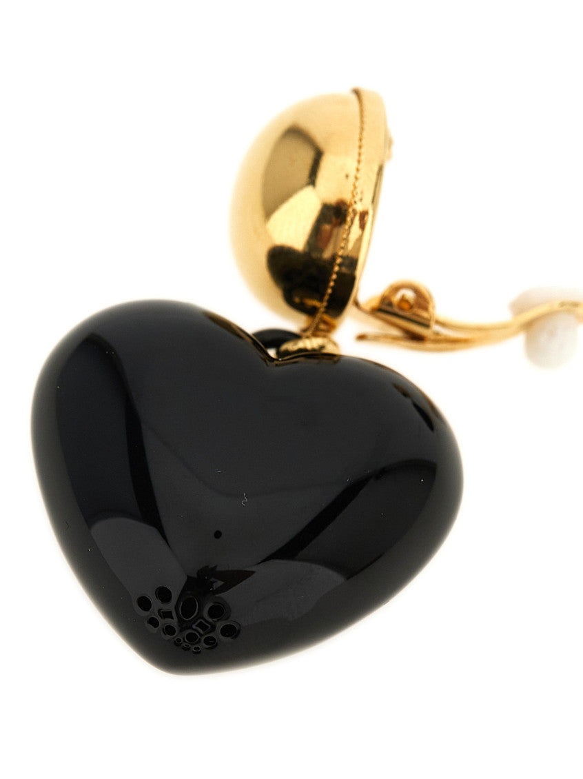 Black DG Heart Drop Earrings 3
