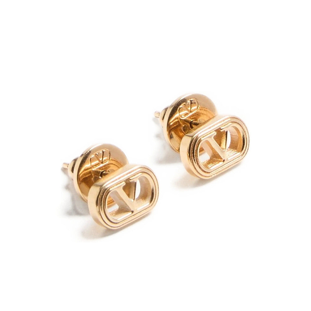 Golden Logo Stud Earrings 2