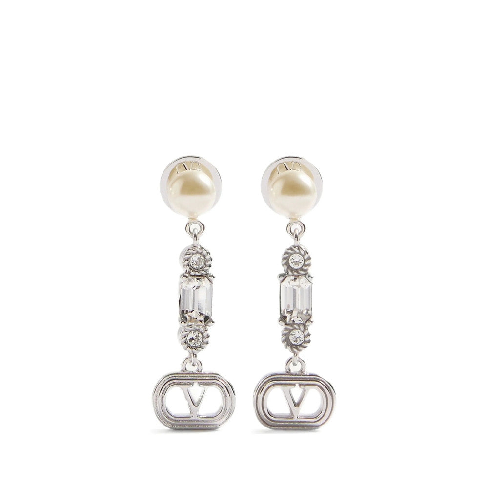 Silver VLogo Drop Earrings 1