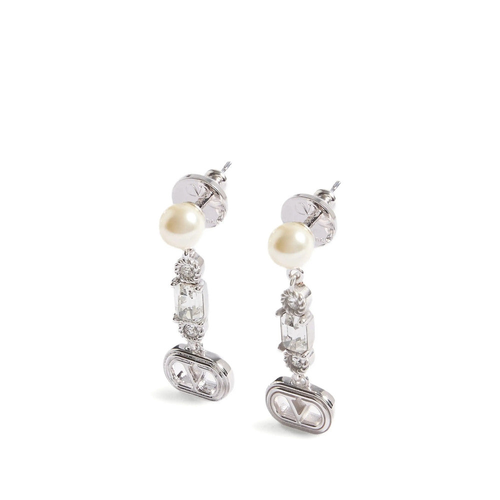 Silver VLogo Drop Earrings 2