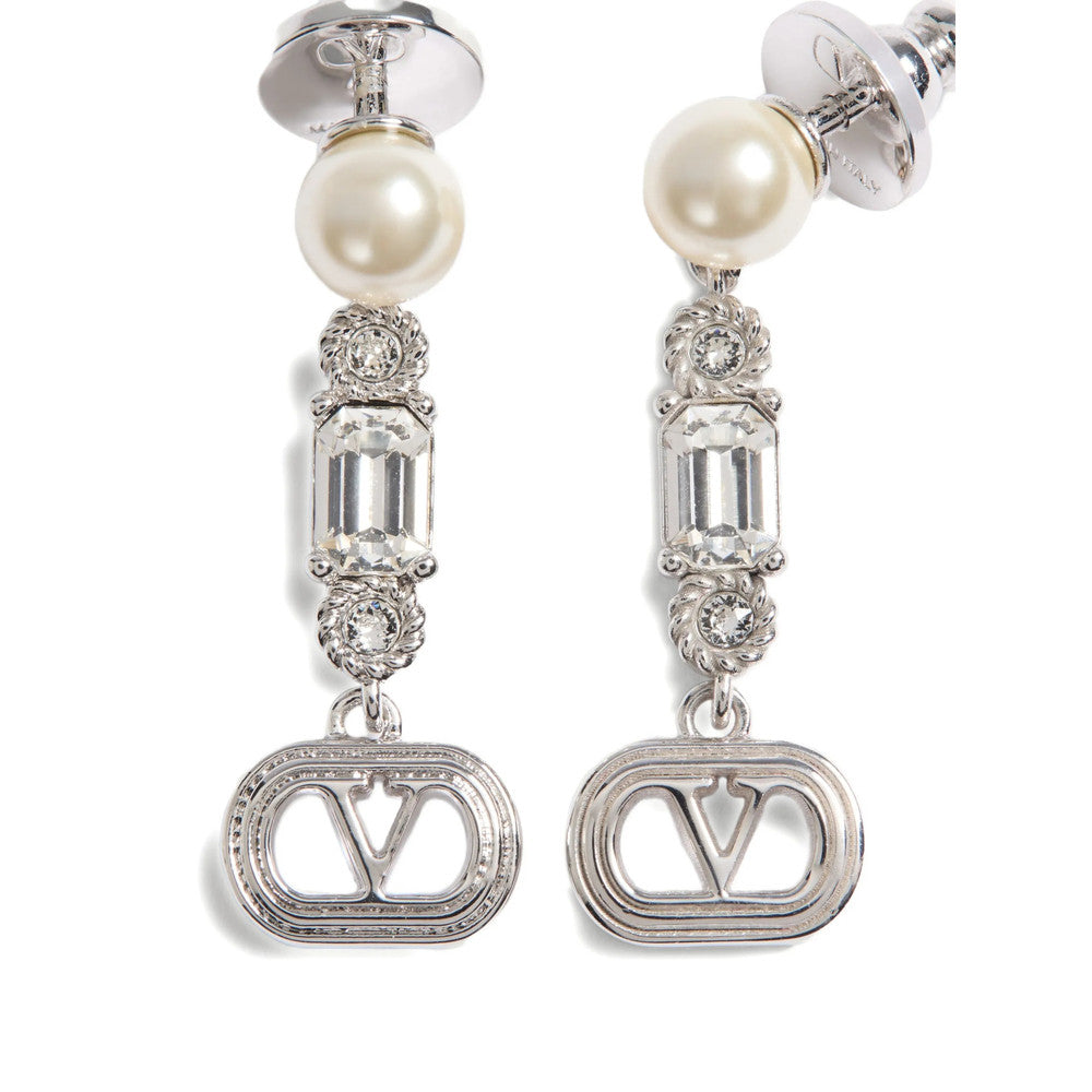 Silver VLogo Drop Earrings 4