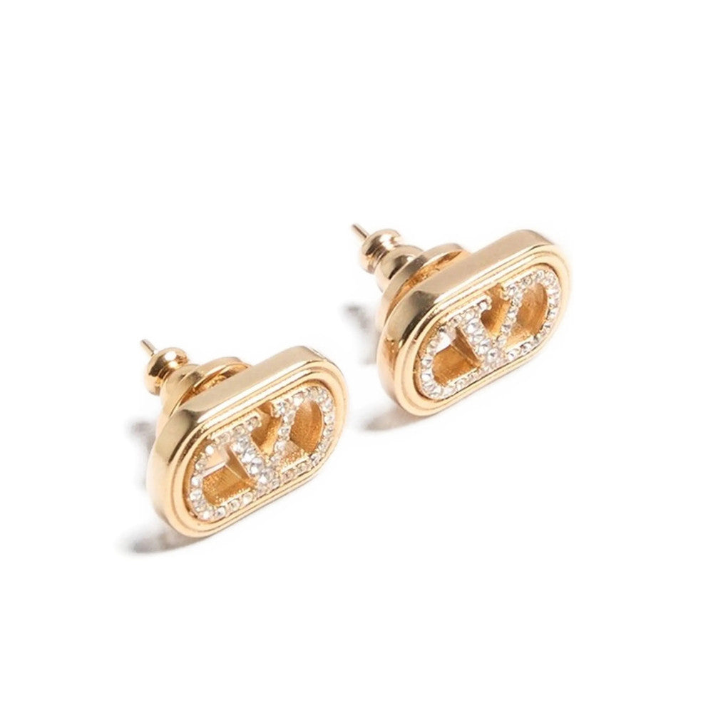 Golden VLogo Stud Earrings 2