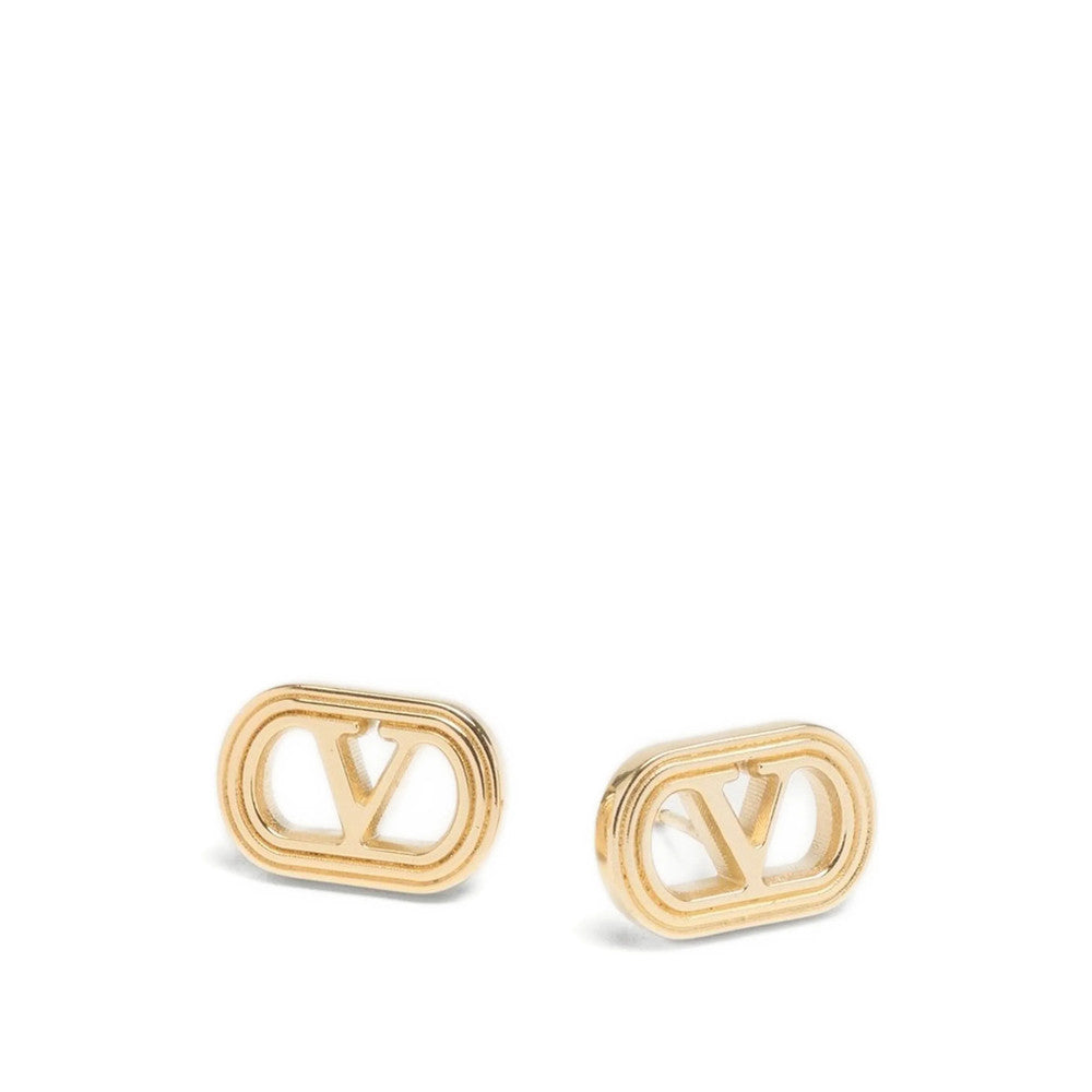 Golden VLogo Stud Earrings 2