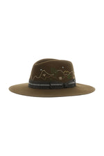 Olive Embroidered Fedora Hat 1