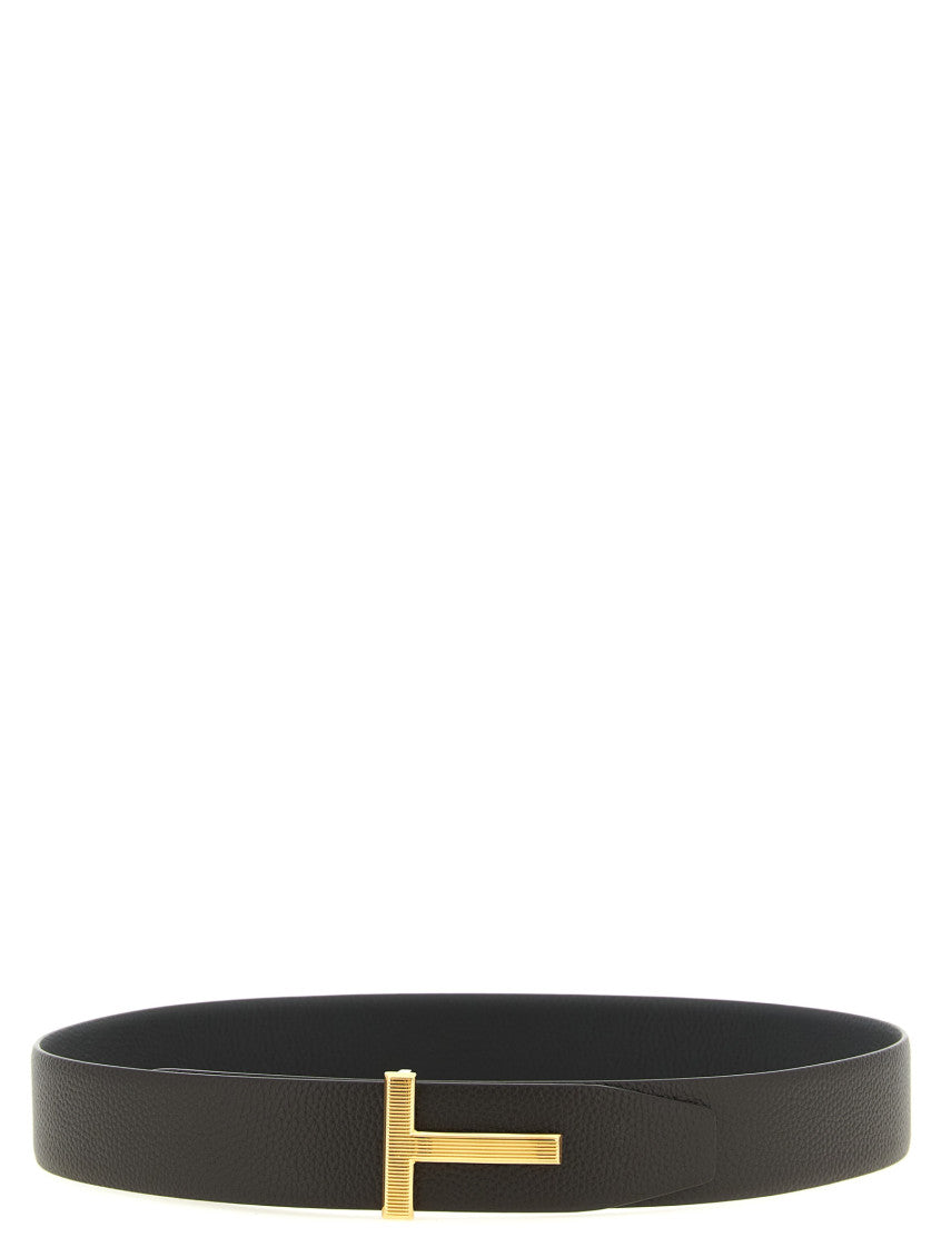 Dark Brown T Buckle Reversible Belt 1