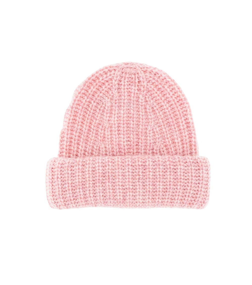 Pink Rib Knitted Beanie Cap 1