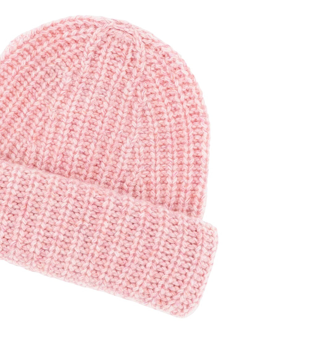 Pink Rib Knitted Beanie Cap 2
