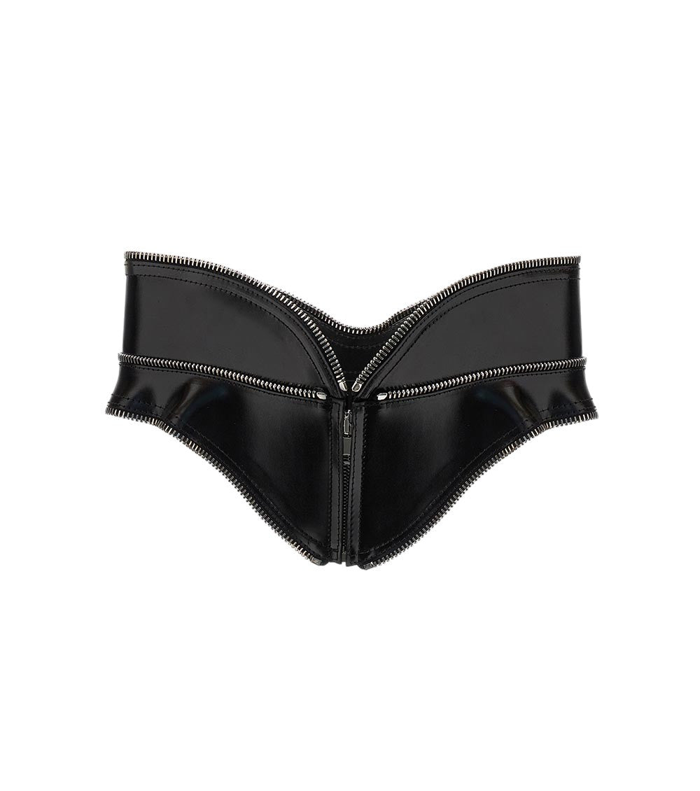 Black Solid Corset Zip Belt 1