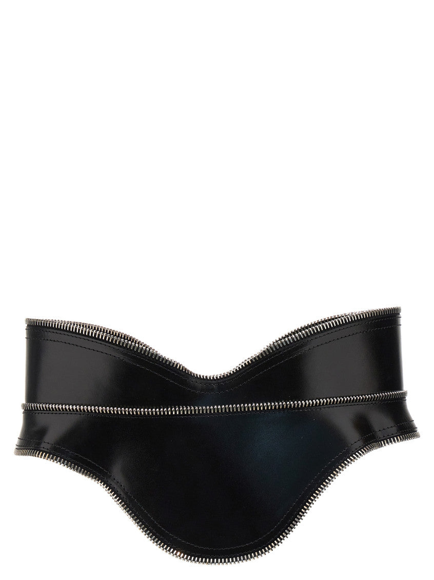 Black Solid Corset Zip Belt 2
