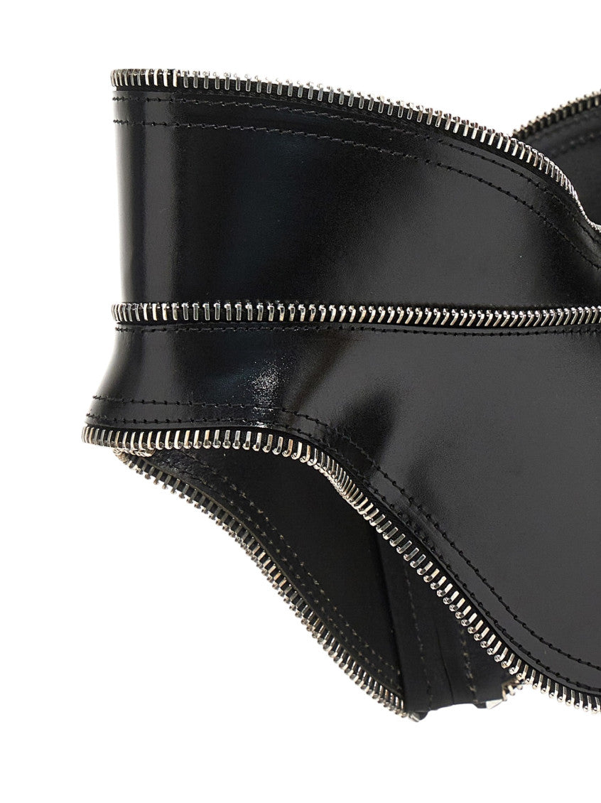 Black Solid Corset Zip Belt 3