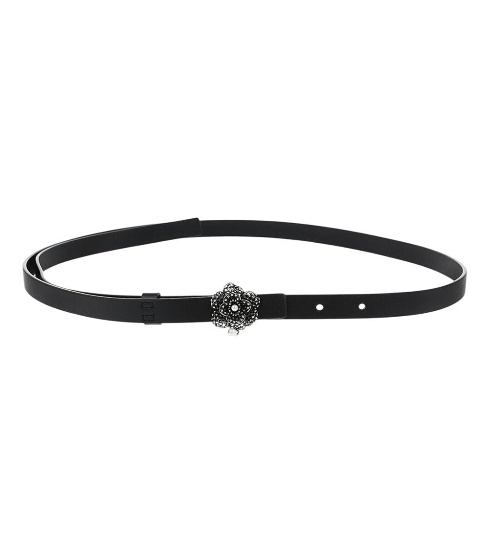 Black Embellished Buckle Solid Belt 1