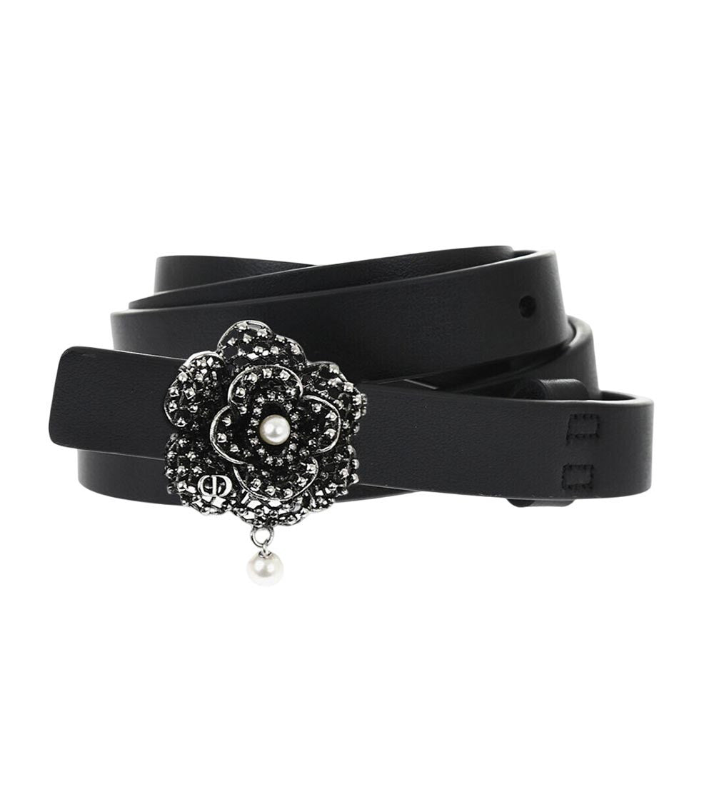 Black Embellished Buckle Solid Belt 2