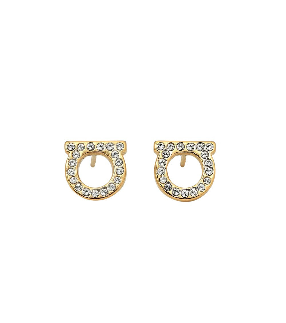 Golden Crystal Stud Earrings 1