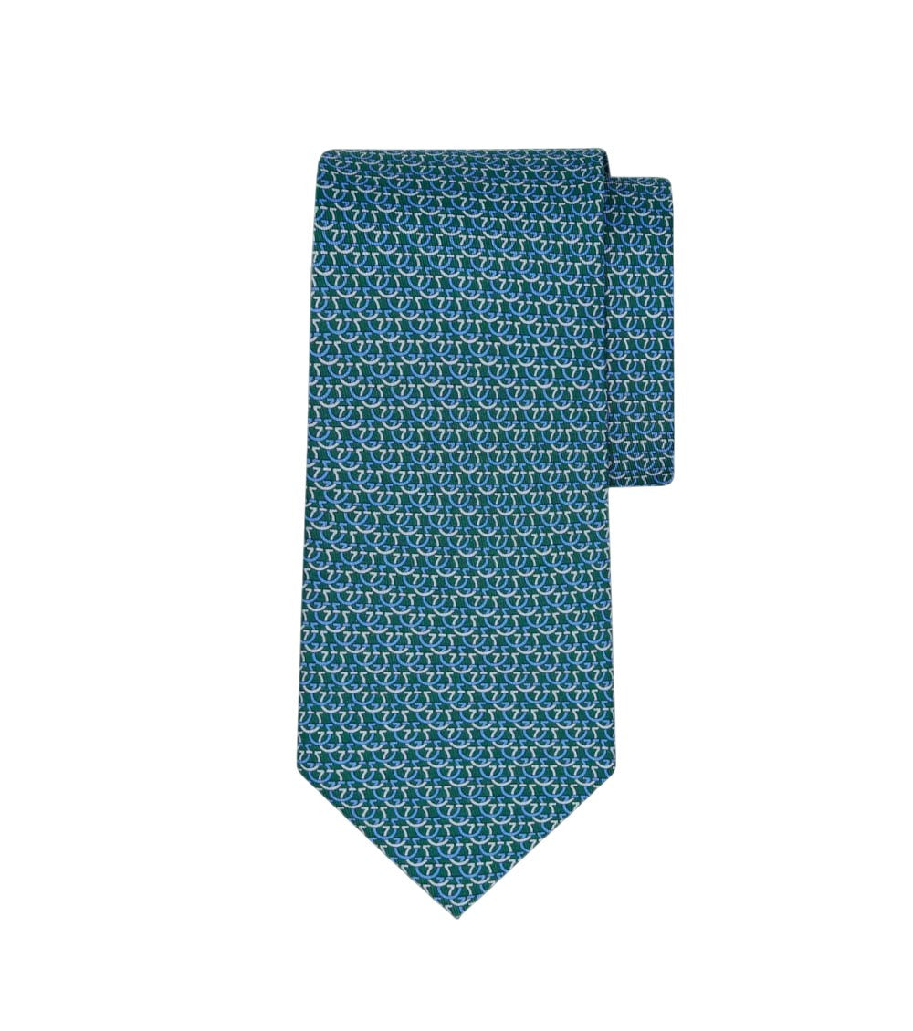 Green Gancini Logo Printed  Tie 2