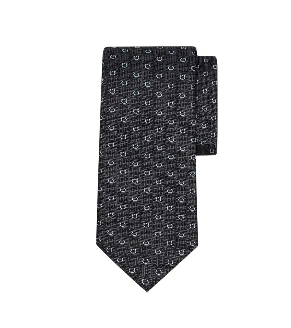 Dark Grey Gancini Textured Tie 2