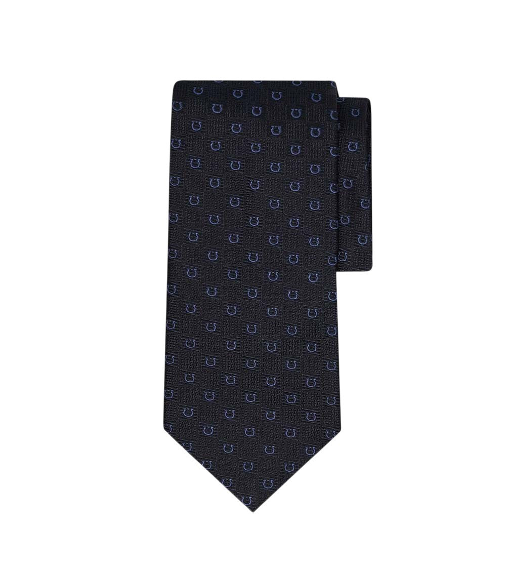 Navy Blue Gancini Textured Tie 2
