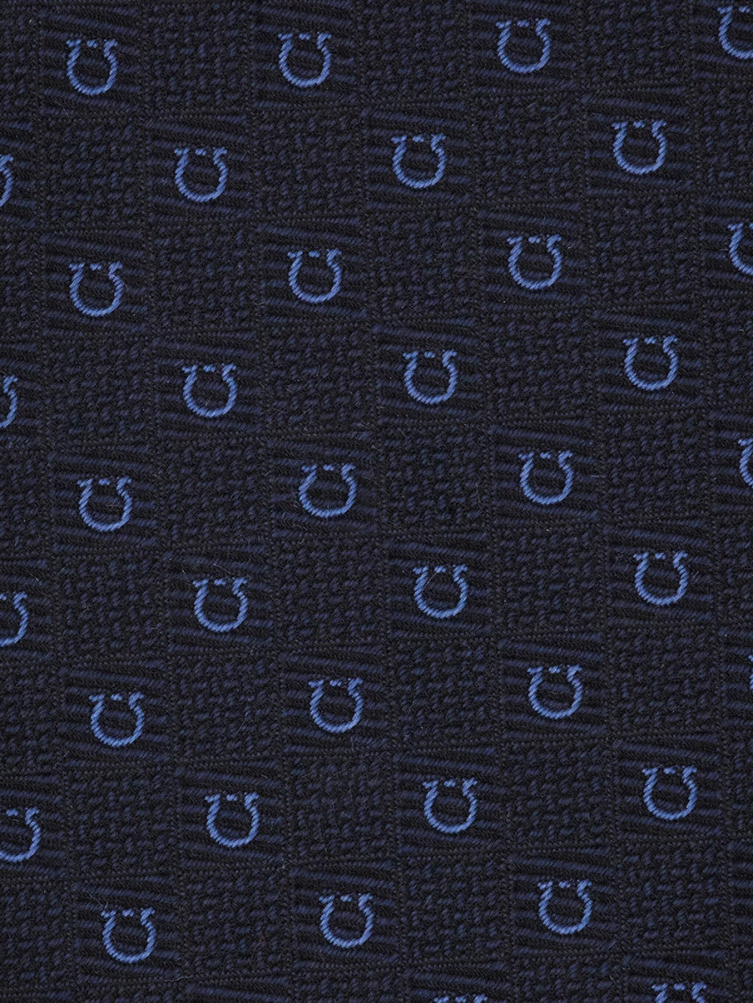 Navy Blue Gancini Textured Tie 3
