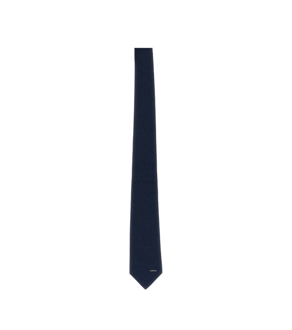 Navy Blue Geometric Textured Tie 2