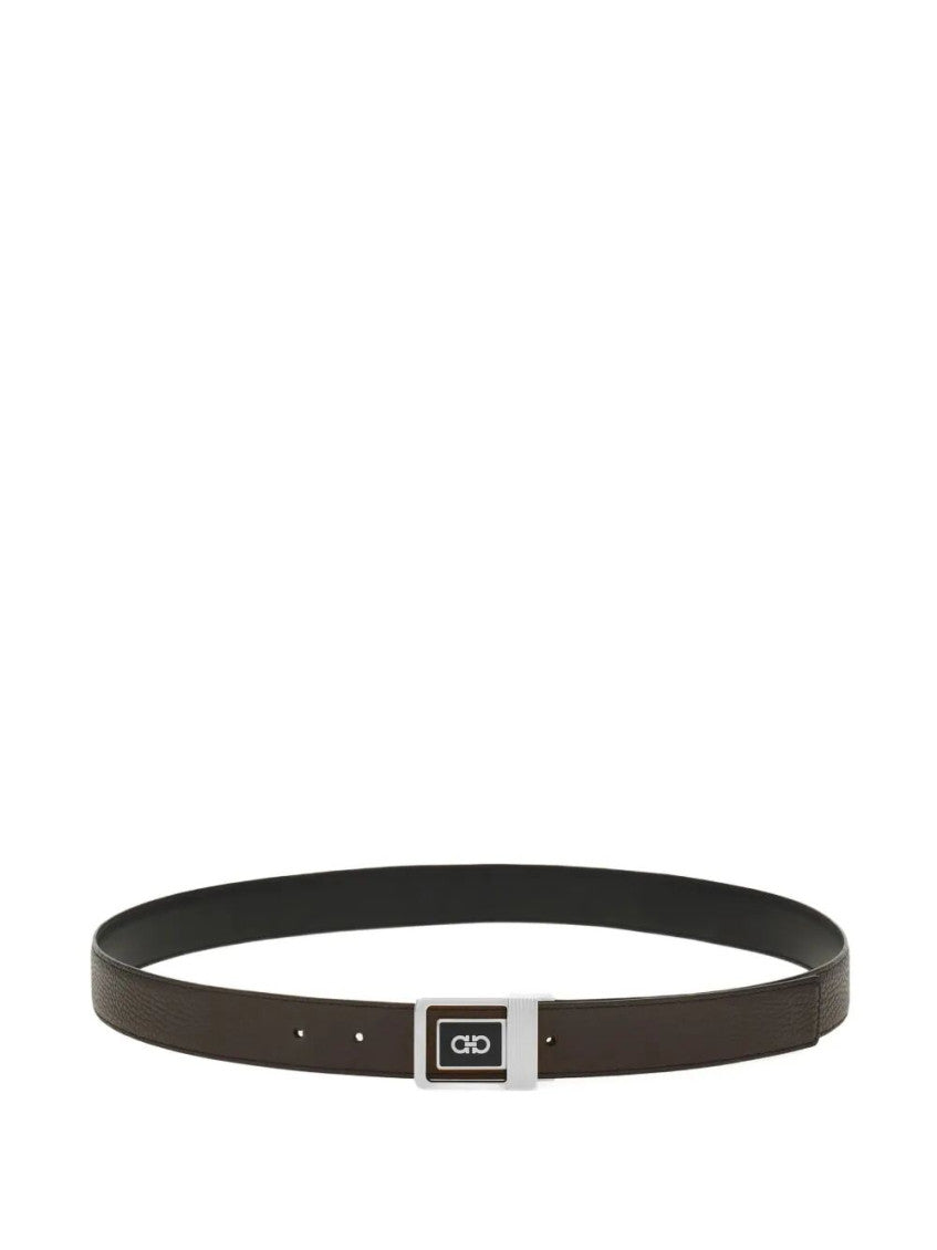 Brown Logo Buckle Reversible Belt 1