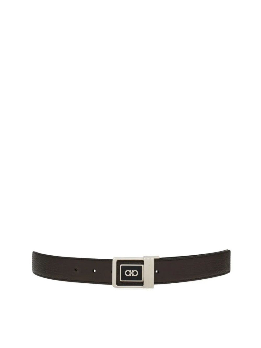 Brown Logo Buckle Reversible Belt 4