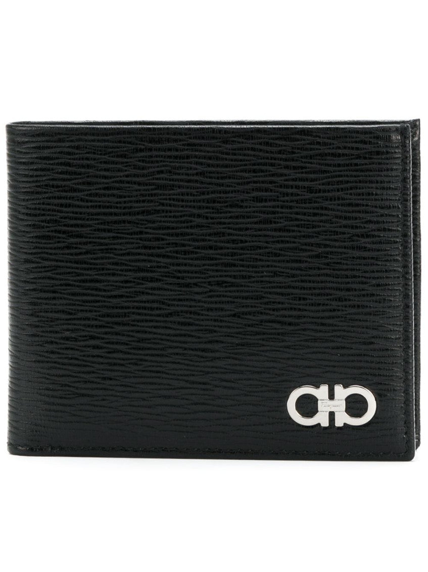 Black Logo Textured Wallet 1