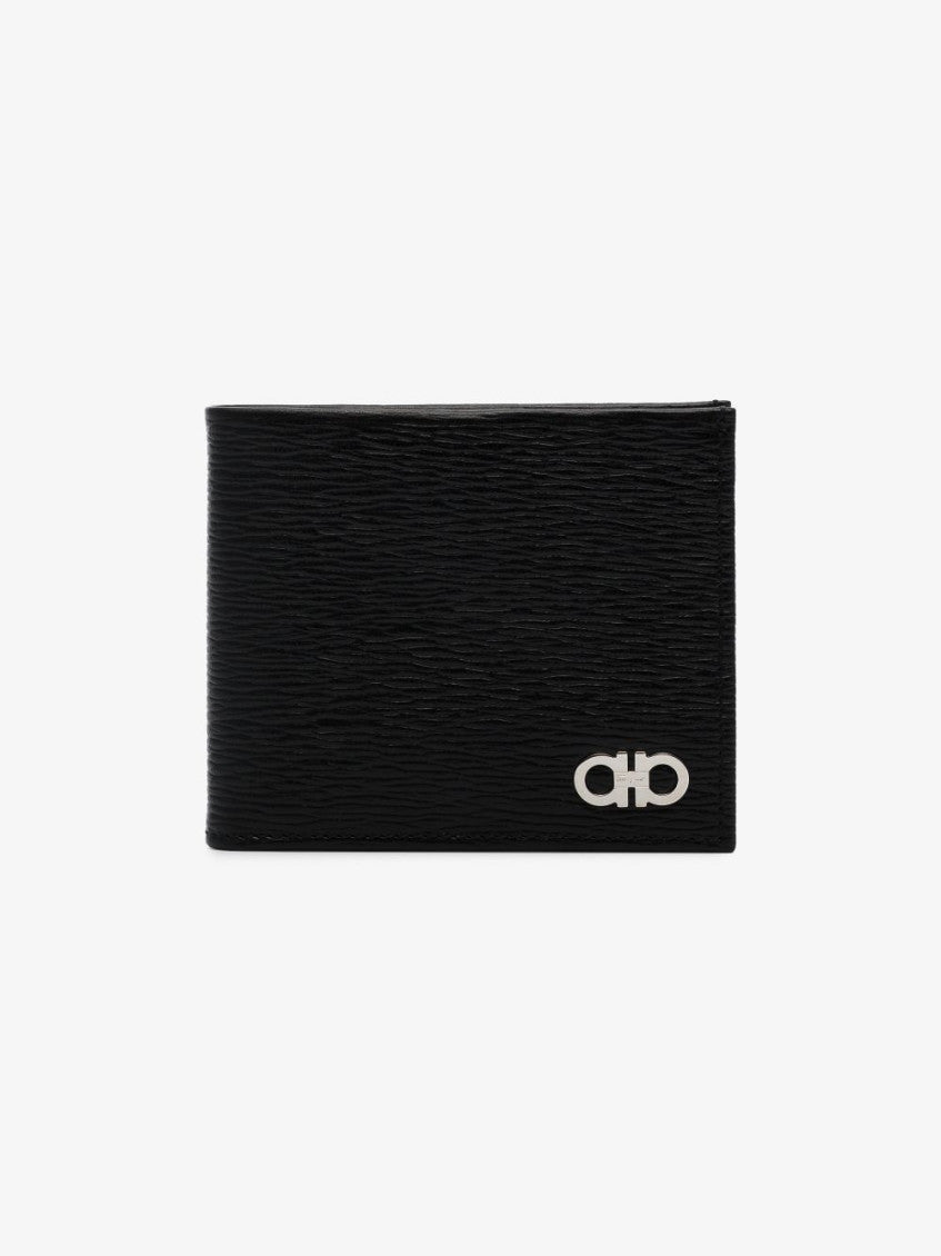 Black Logo Textured Wallet 4